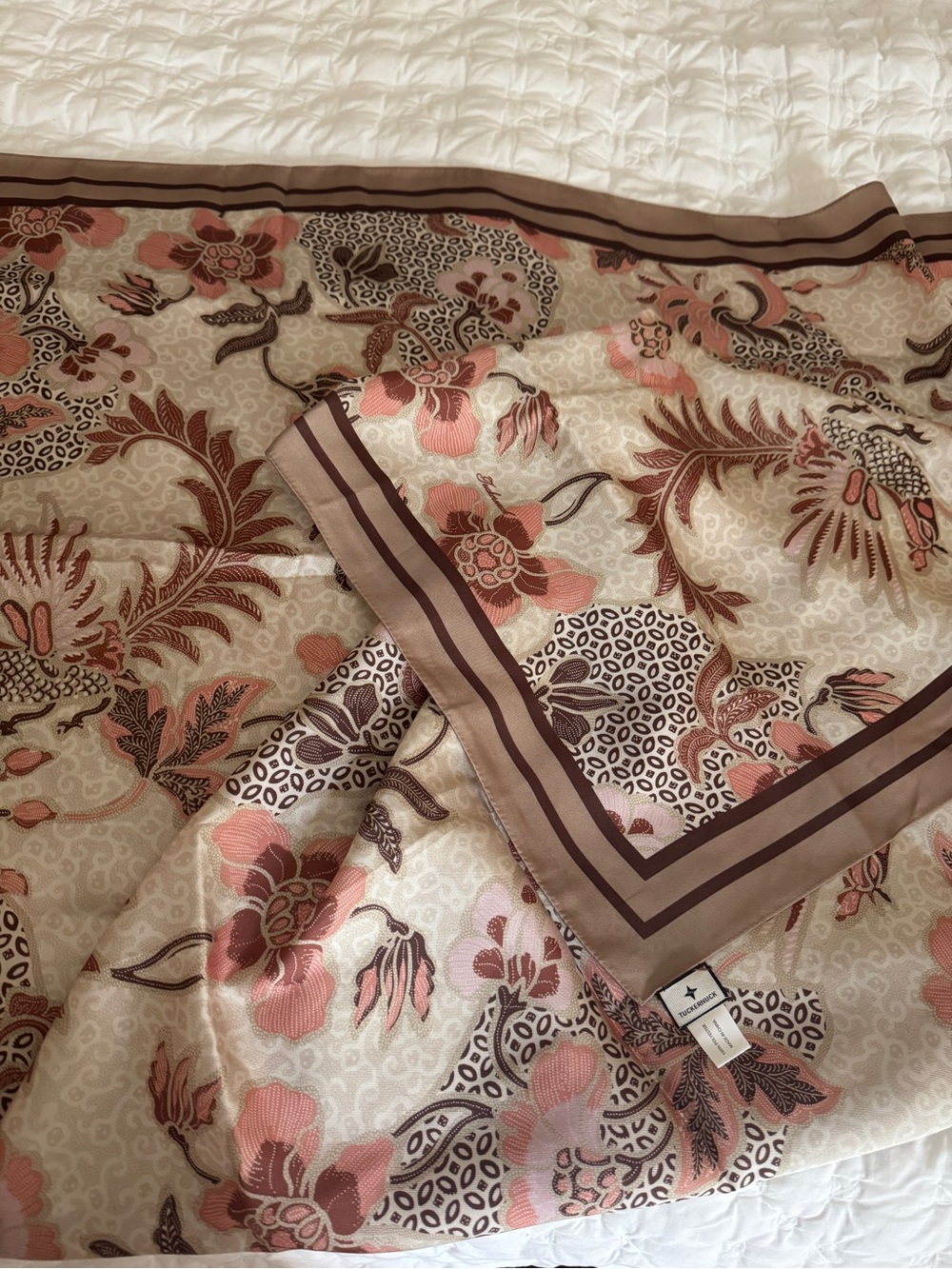 Tuckernuck Floral Print scarf/wrap- Peach, tan, and brown. Perfect for fall! New